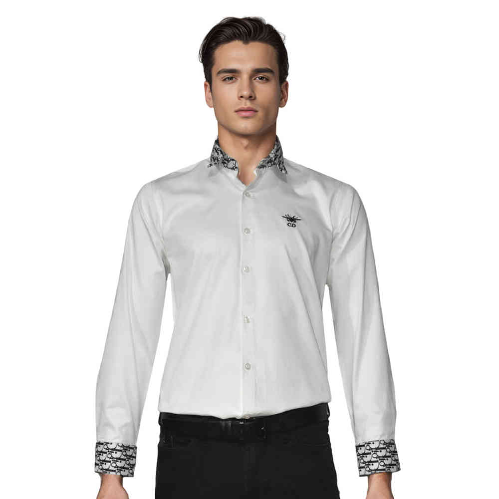 White Dior Spider Embroidered Black Premium Shirt