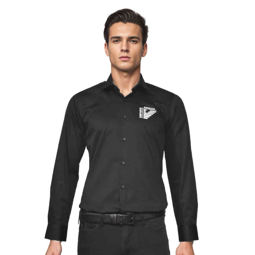Black Emporio Armani logo Print White Premium Luxury Shirt