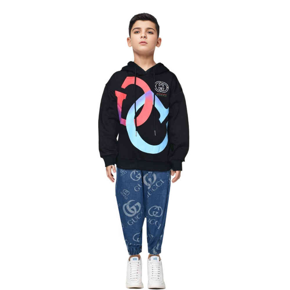 Black Gucci Printed Red Premium Kids Co-ord Set