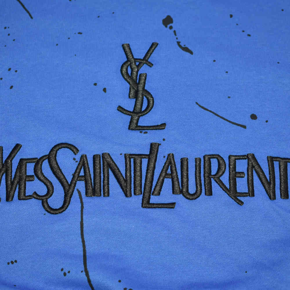 Saint Laurent Embroidered logo Blue Kids Co-ord Set-thumb-3