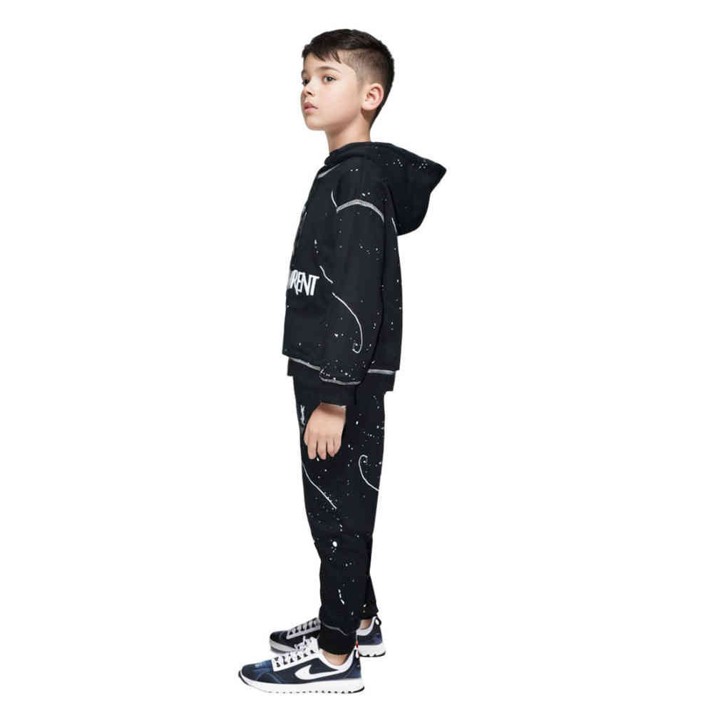 Saint Laurent logo Embroidery Black Premium Kids Co-ord Set-2