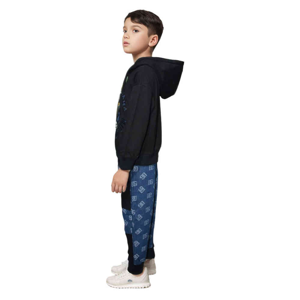 Dolce & Gabbana Logo Print Black Premium Kids Co-ord Set-2
