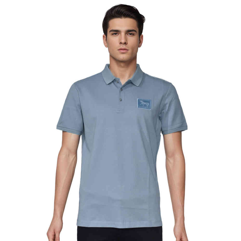Blue Hermes Paris logo Print Black Premium Polo T-shirt
