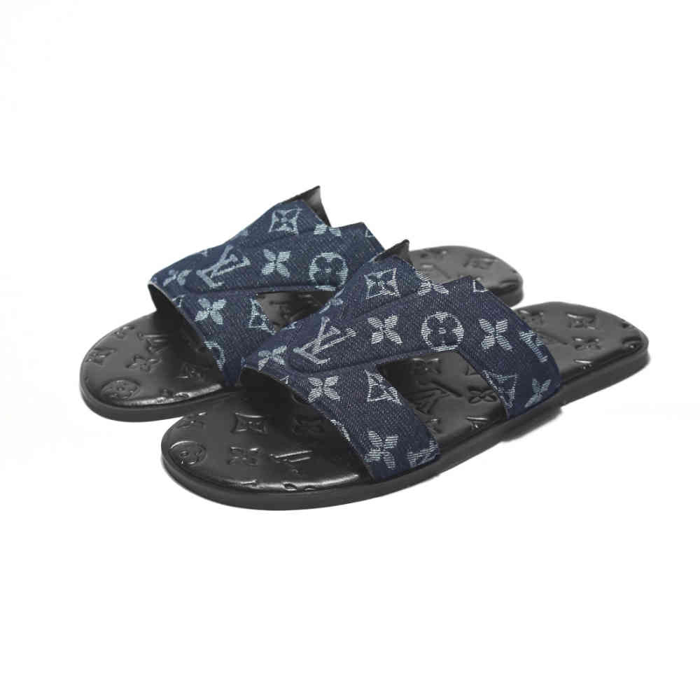 Navy Blue Louis Vuitton Oasis Mule Black Flip-Flops