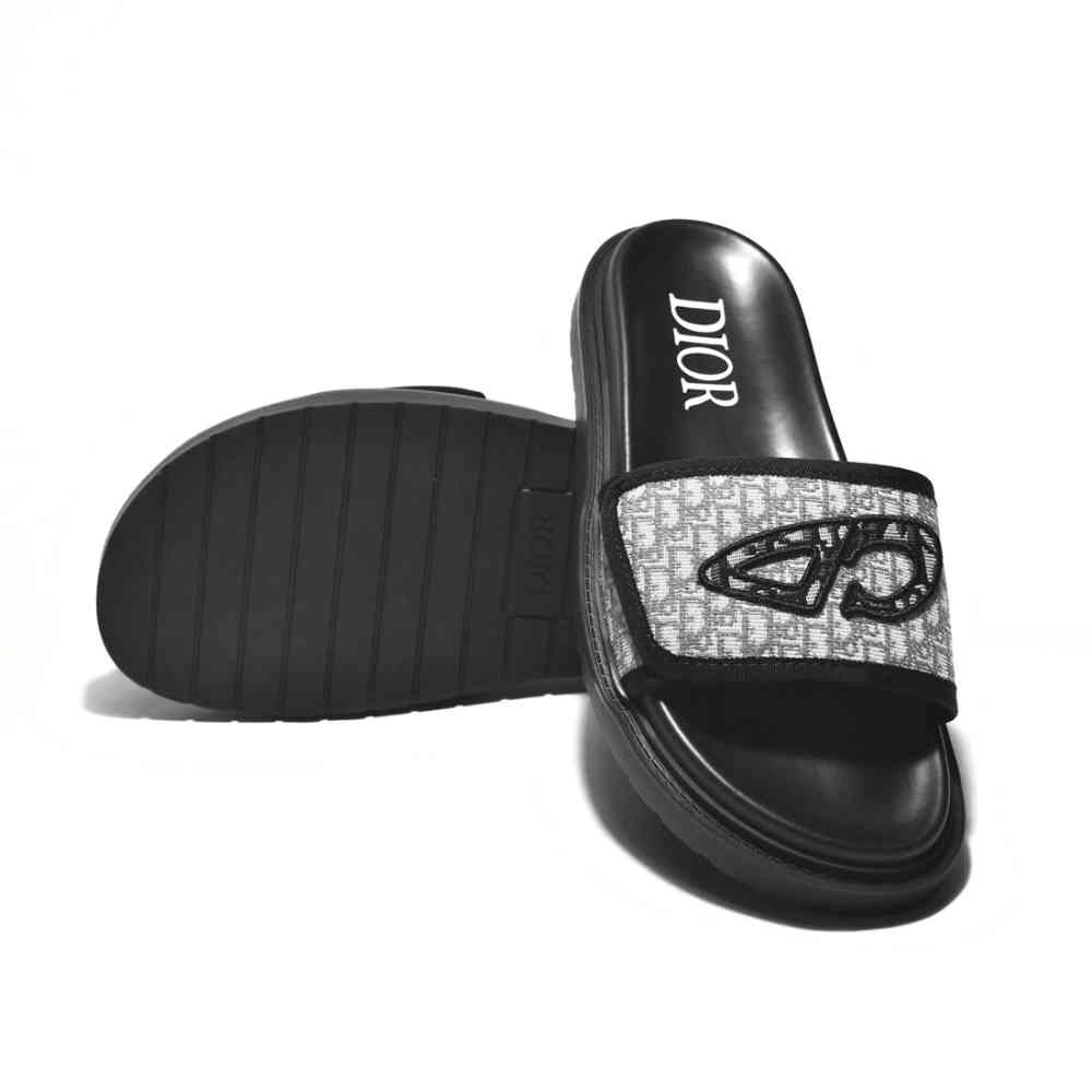 Dior Grey Premium Luxury Men's Flip-flops-6