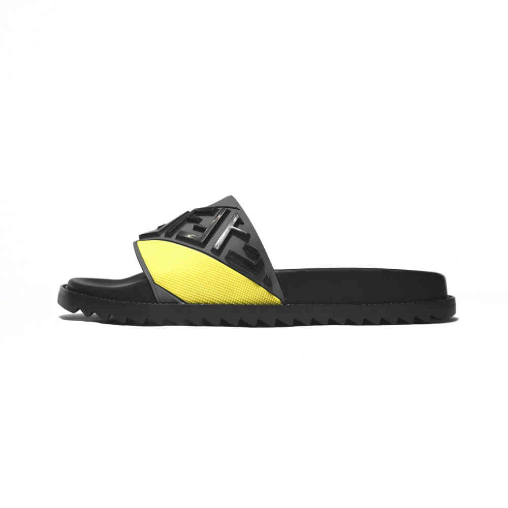 Fendi Embossed logo Grey & Yellow Premium Flip-flops-1