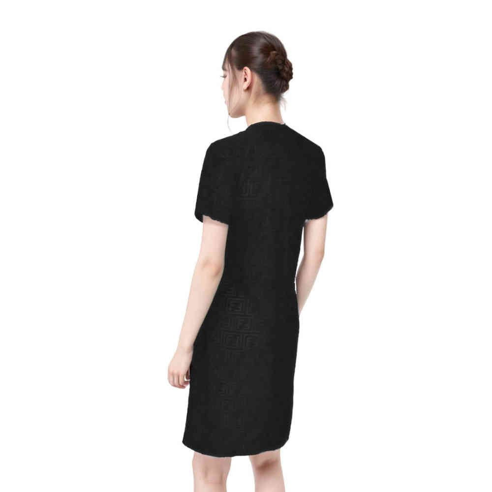 Fendi Embossed Black Premium Cotton Dress-thumb-2