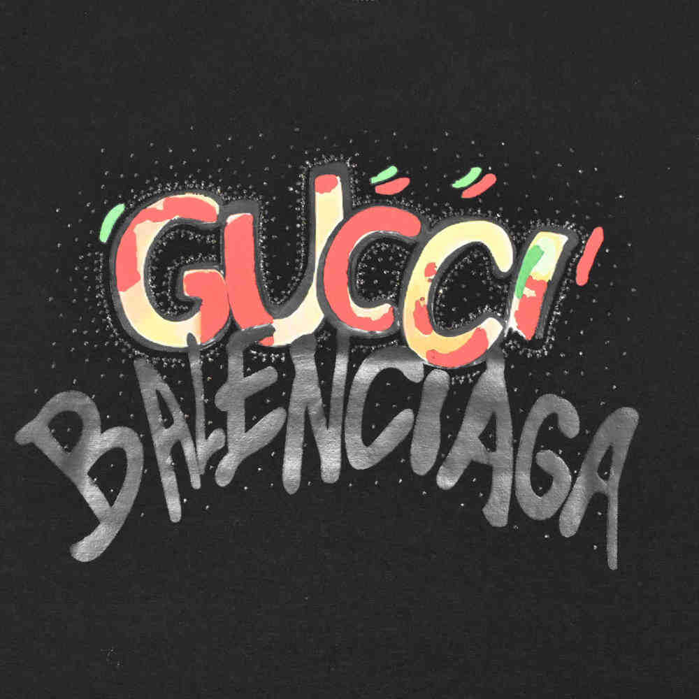 Gucci x Balenciaga Print Black Women T-shirt-3