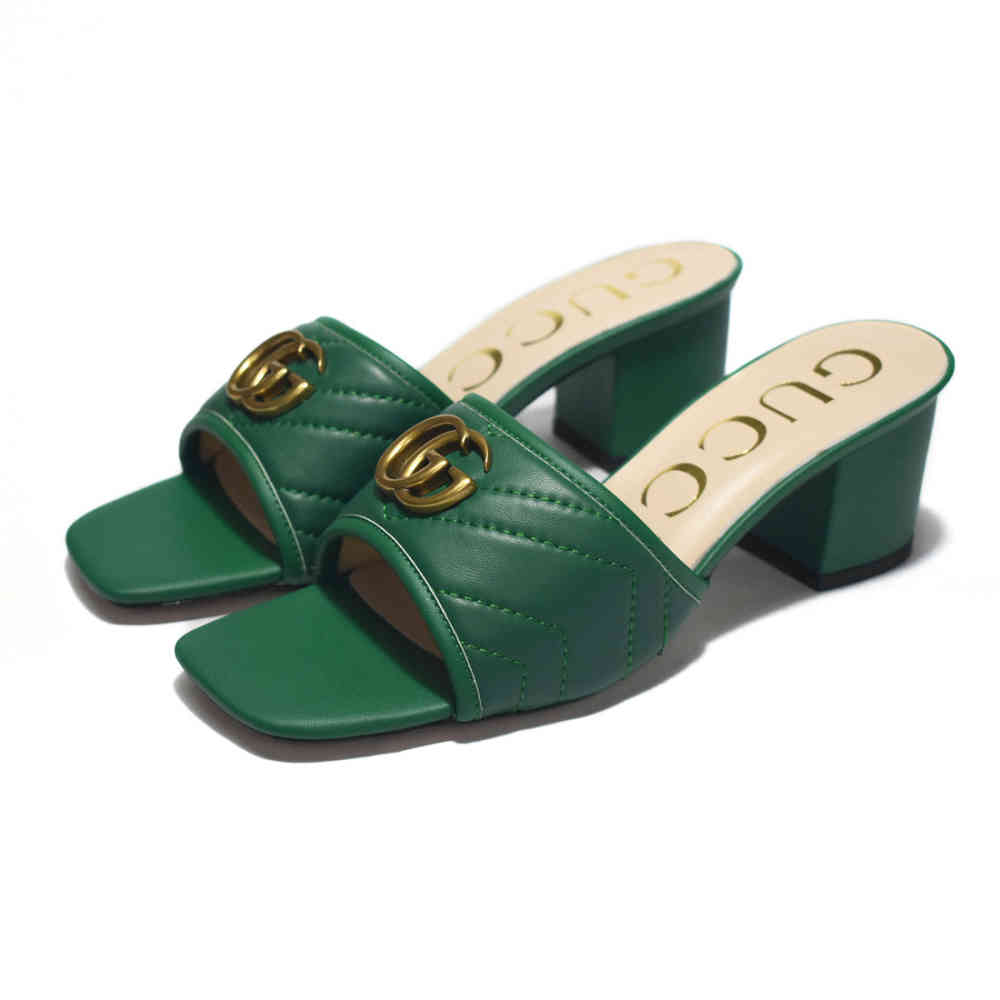Green Gucci Black Premium Quality Heels Sandals