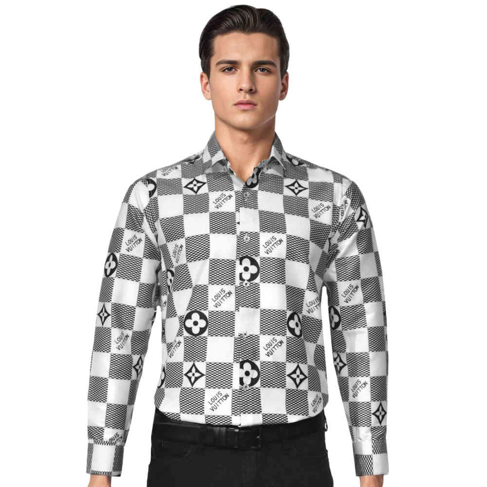 White Louis Vuitton Monogram Black Luxury Cotton Shirt