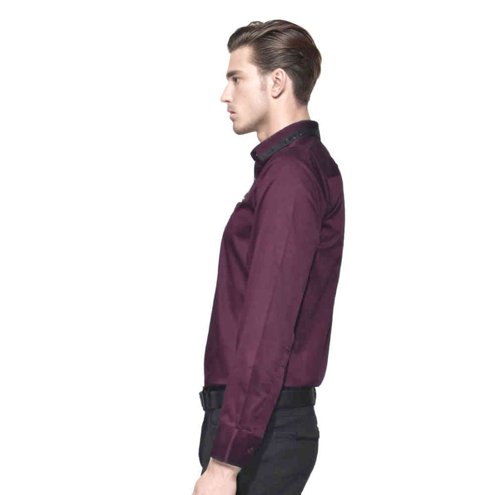 Balmain logo Icon Wine Premium Cotton Shirt-2
