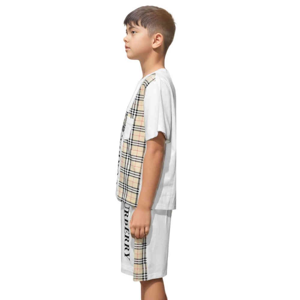 Burberry White Premium Luxury Kids Co-ord Set-thumb-2