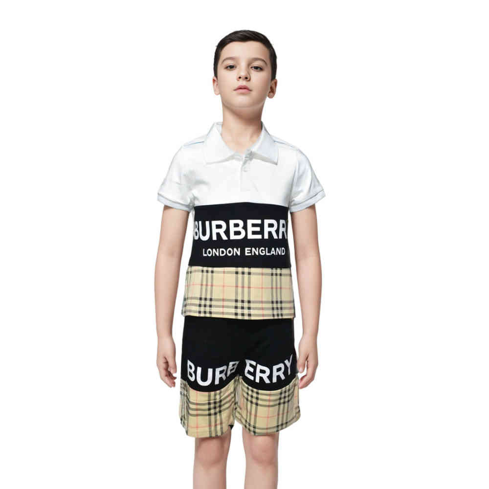 White Burberry Black Printed Premium Quality Kids Co-ord Set