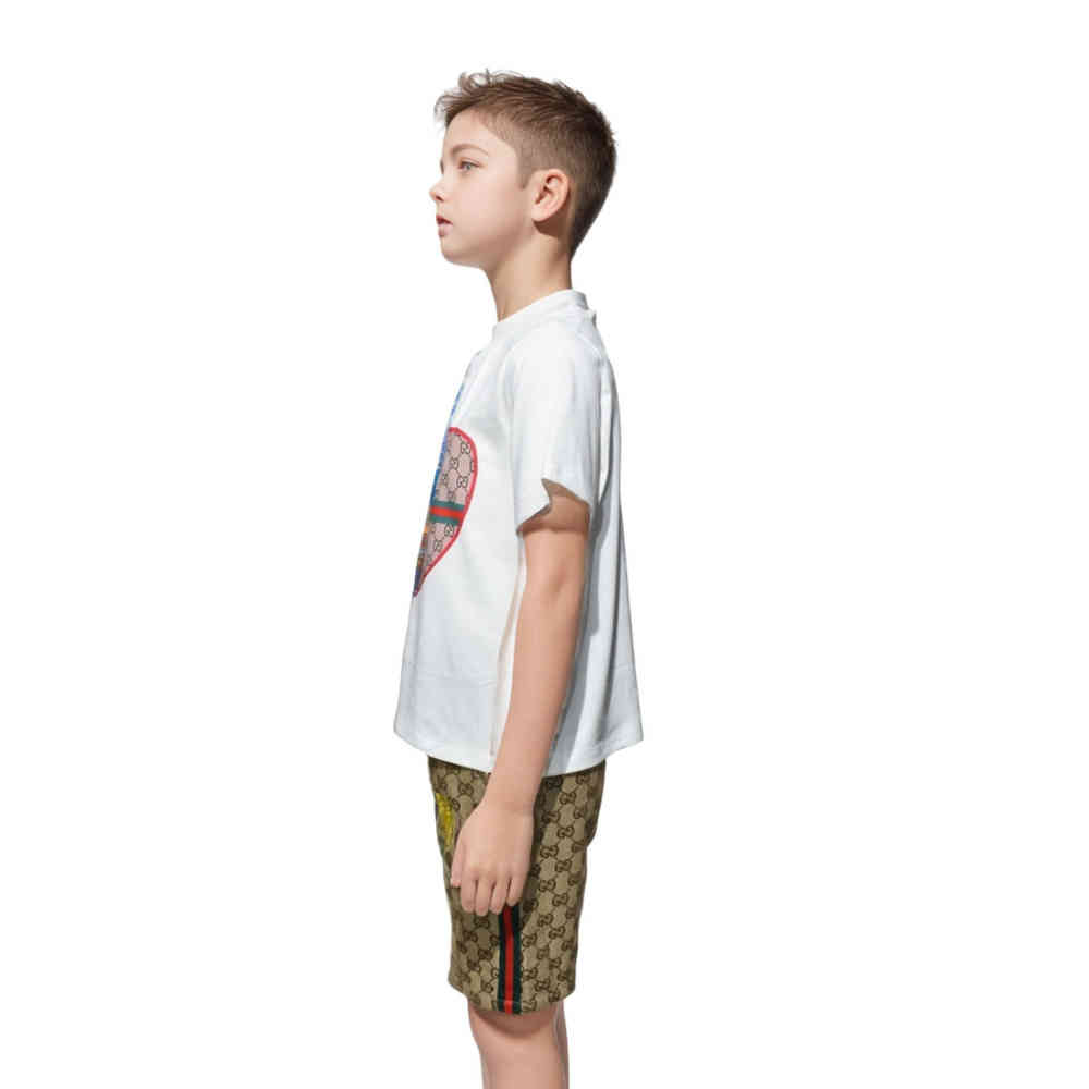 Gucci Heart Printed White Premium Kids Co-ord Set-2