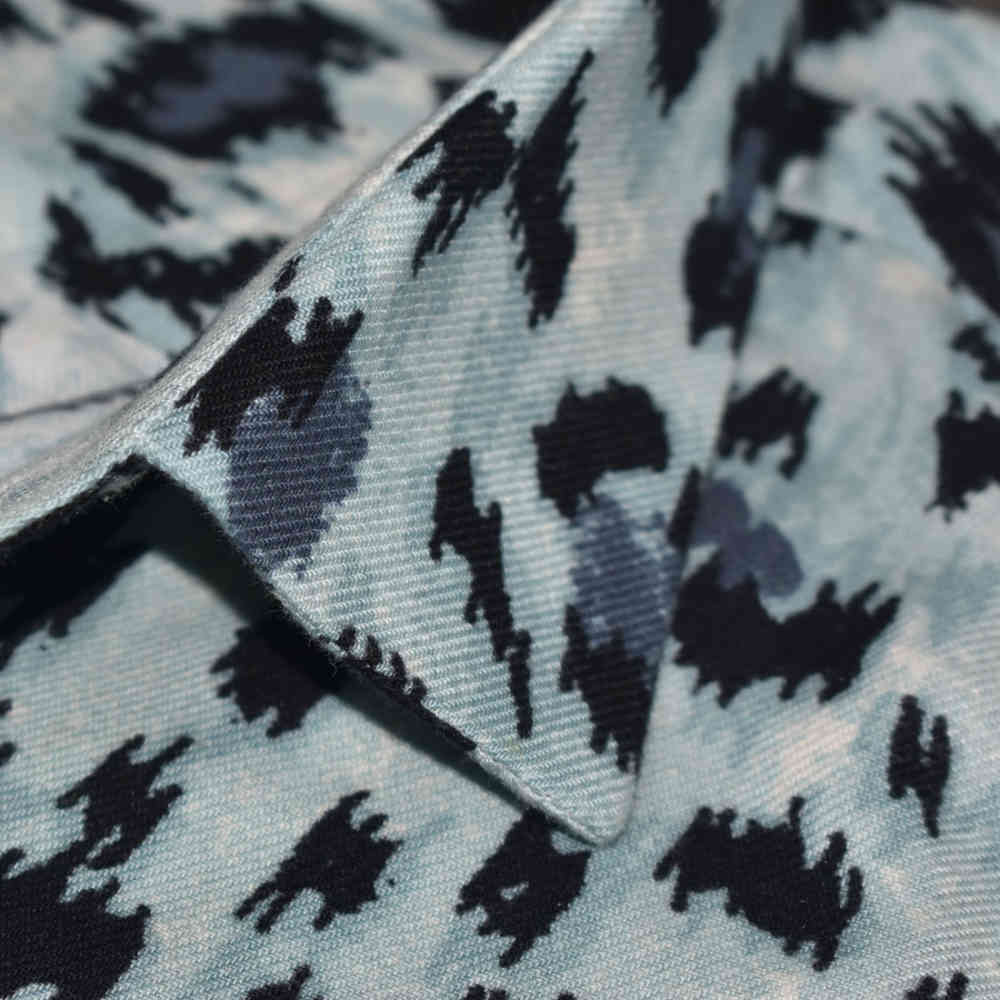 Balmain Sky Blue Leopard Printed Premium Shirt-4