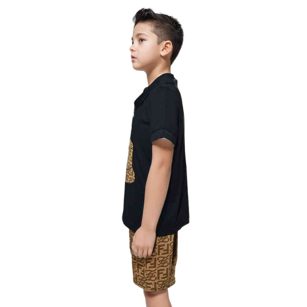 Fendi Embroidered Black Premium Kids Co-ord Set-thumb-1