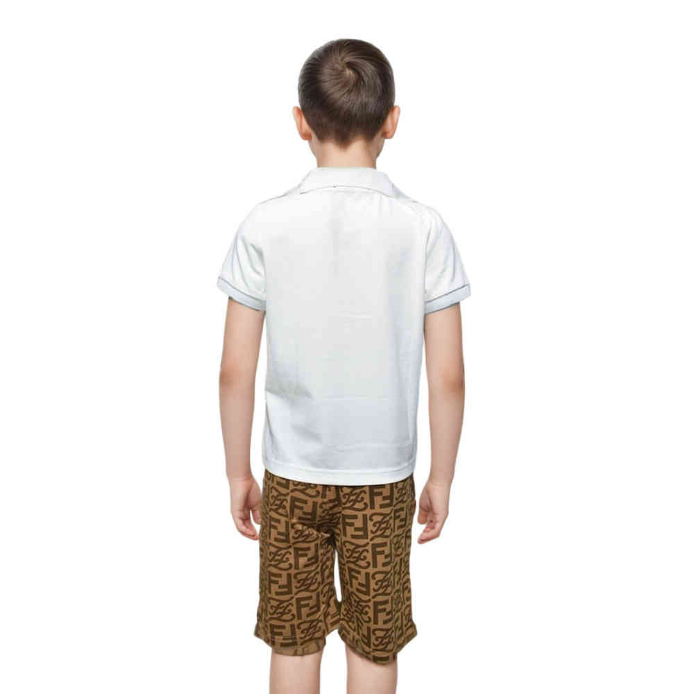 Fendi Printed White Premium Quality Kids Co-ord Set-1
