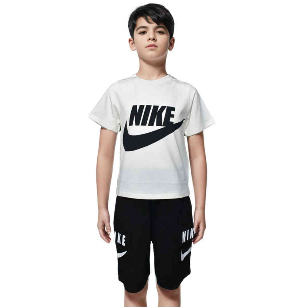 White Nike Printed Black Premium Quality Kids Co-ord Set