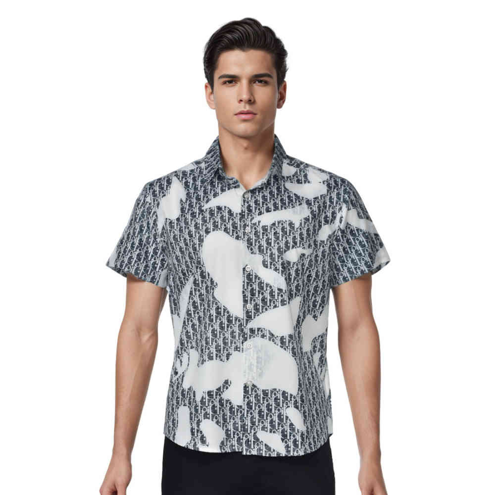 Dior Black & White Premium Quality Half Sleeve Shirt-thumb-0