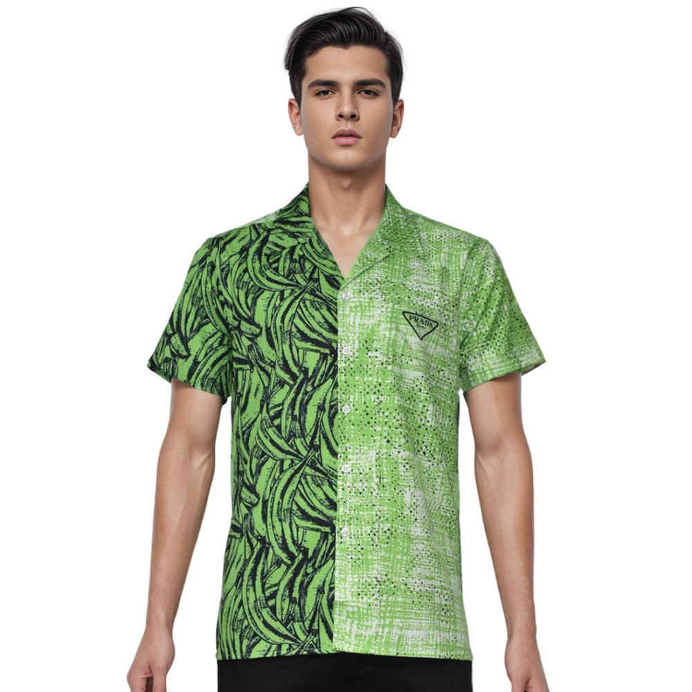 Green Prada Double Match Bandana Print Shirt
