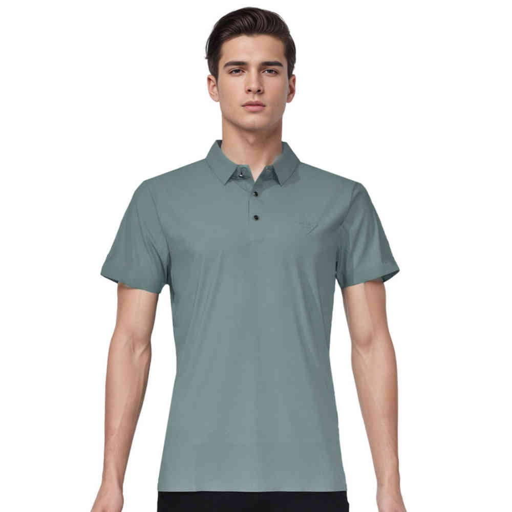 Green Prada Embossed Logo Blue Premium Polo T-shirt