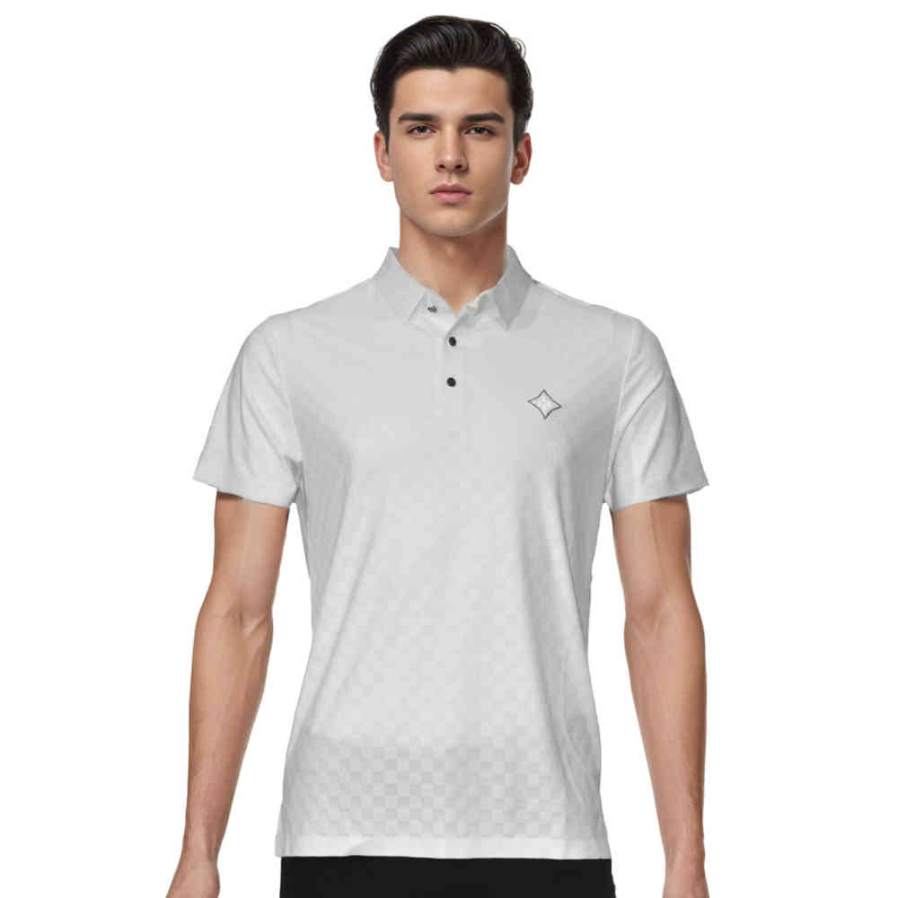 White Louis Vuitton Sky Blue Premium Cotton Polo T-shirt