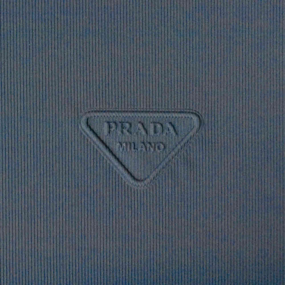 Prada Embossed Logo Blue Premium Polo T-shirt-3