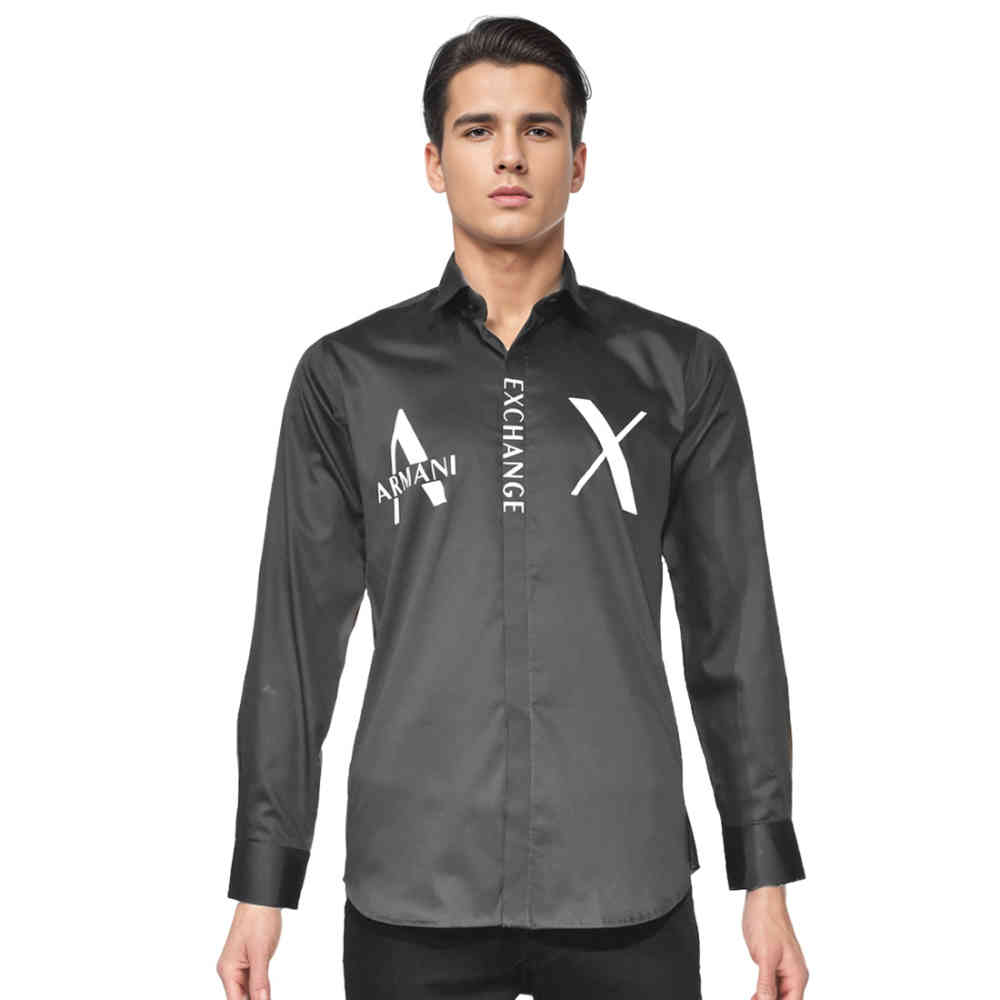 Armani Exchange logo Print Grey Cotton Shirt-6