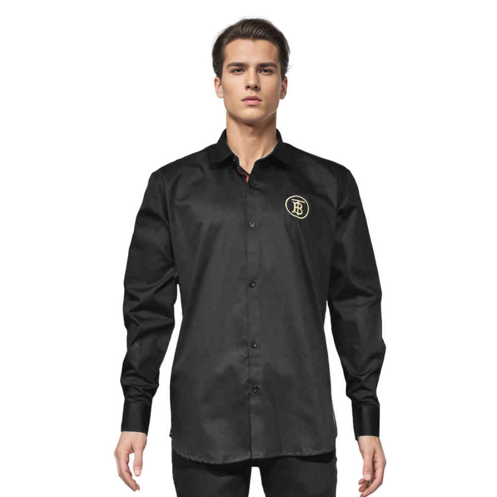 Burberry TB Embroidery Black Cotton Shirt-6