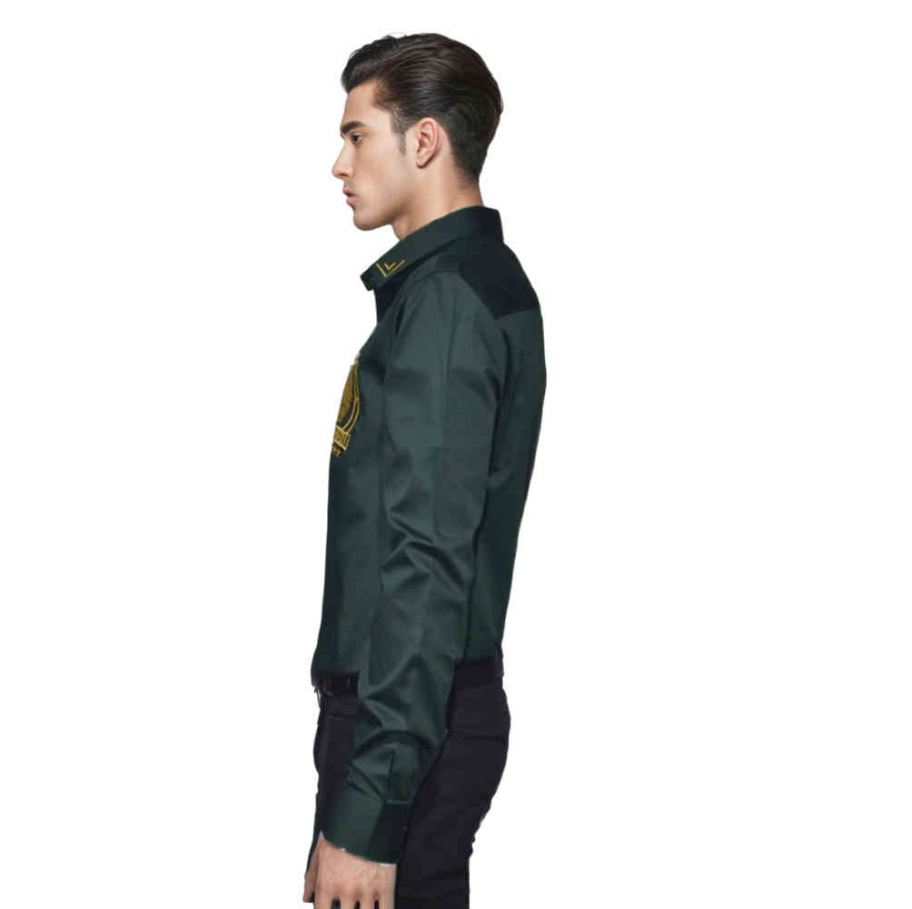 Balmain Embroidered Green Premium Cotton Shirt-2
