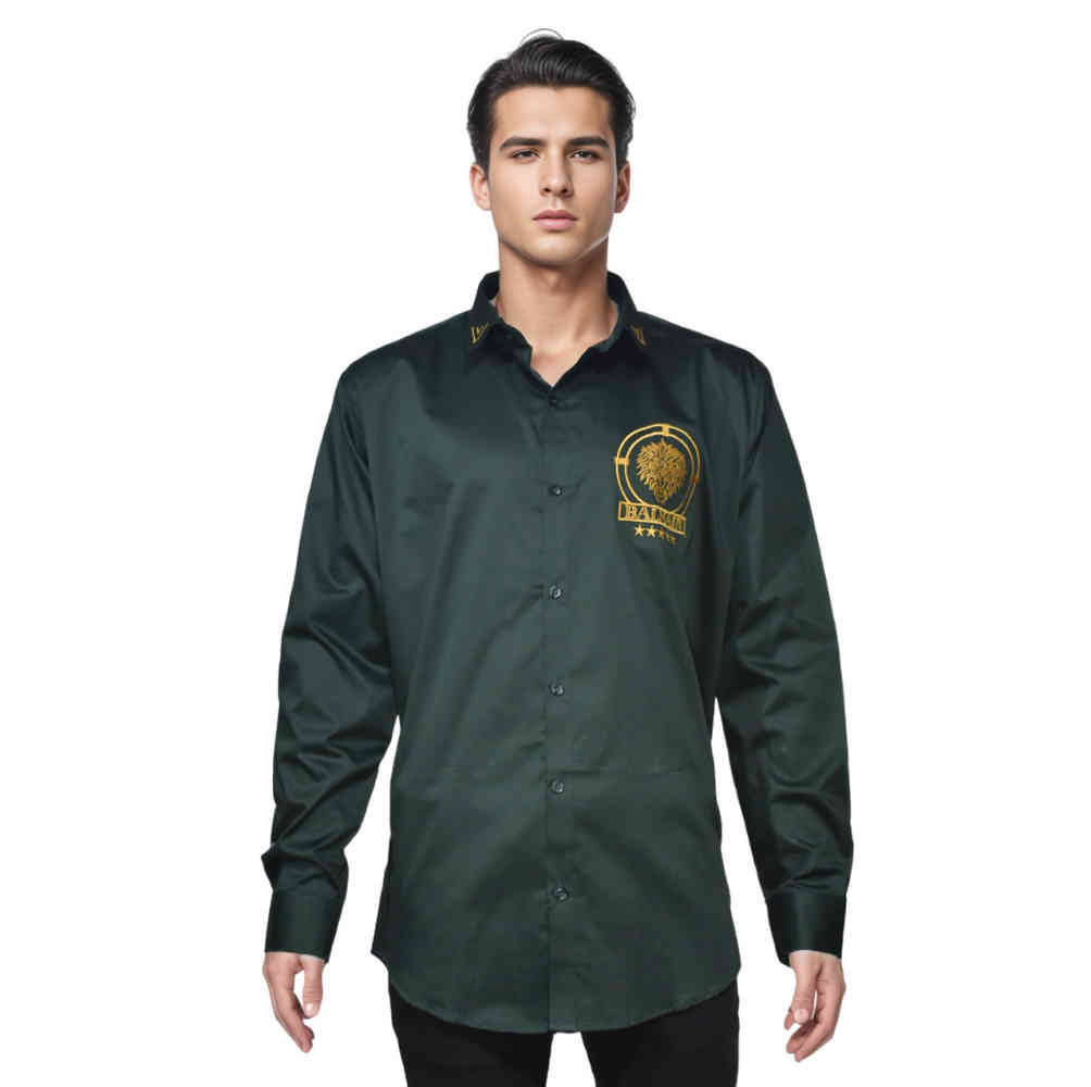Balmain Embroidered Green Premium Cotton Shirt-6