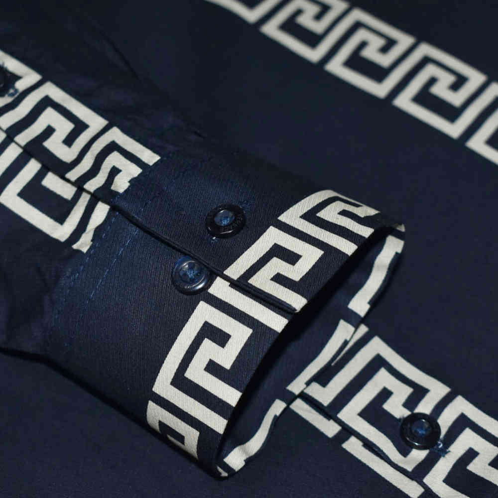 Versace Navy Blue logo Print Premium Shirt-5