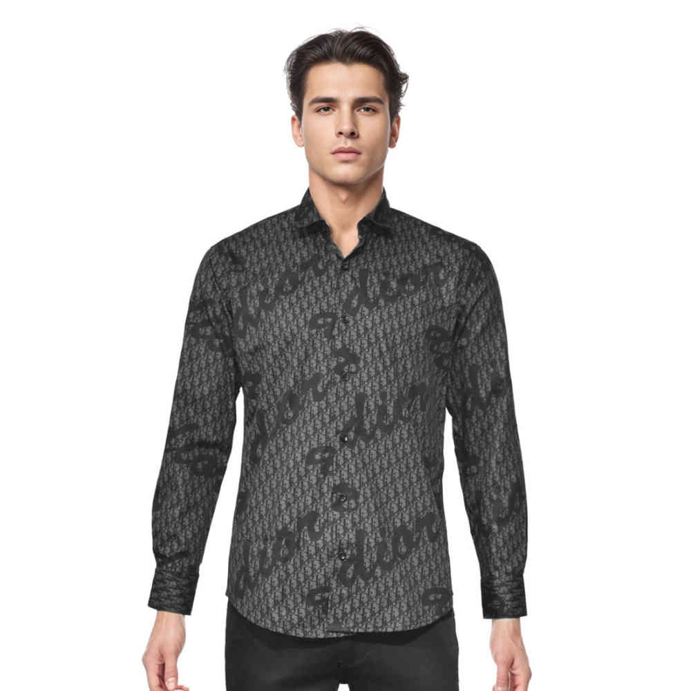 Dior Printed Black Premium Cotton Luxury Shirt-6
