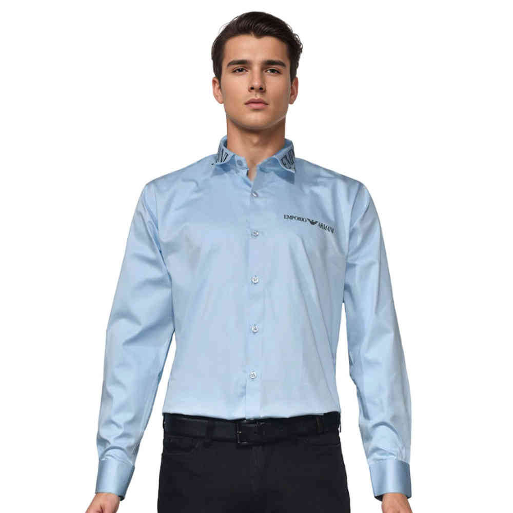 Sky Blue Emporio Armani White Premium Luxury Shirt