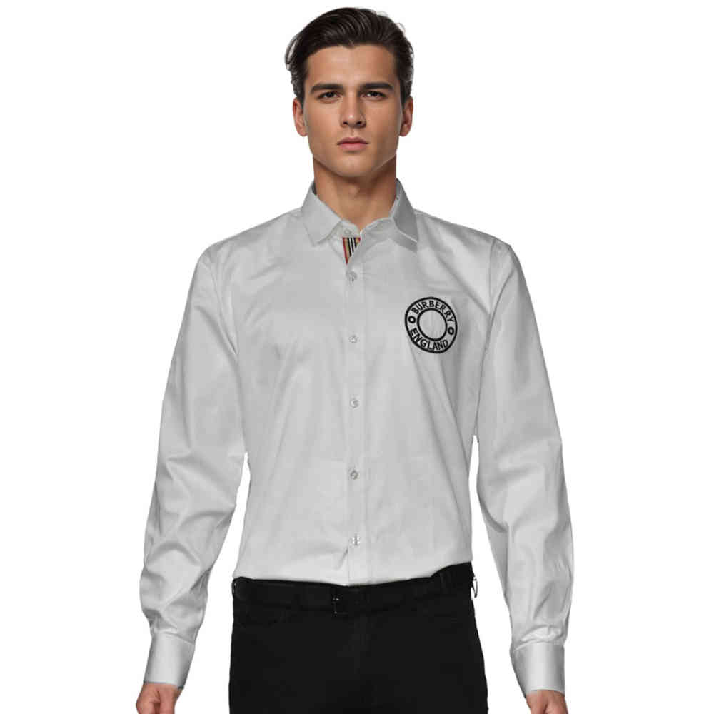 White Burberry Navy Blue Premium Quality Shirt