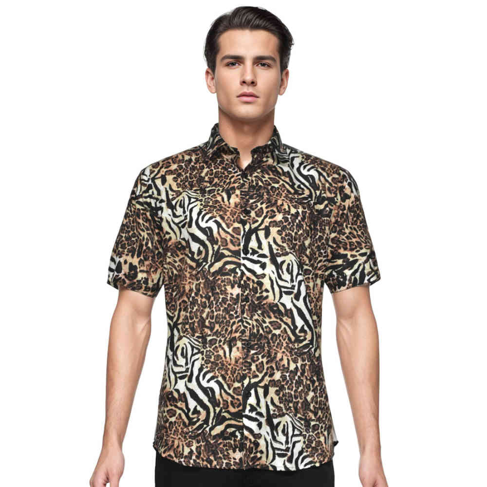 Cheetah Print Versace Lion Print Premium Quality Half Sleeve Shirt