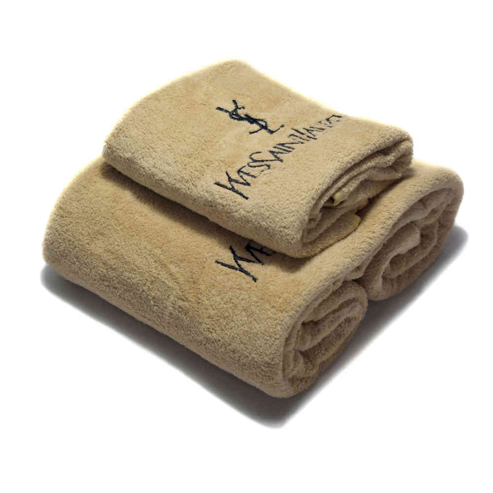 Brown YSL Embroidery logo Blue Premium Towels - Set of 2