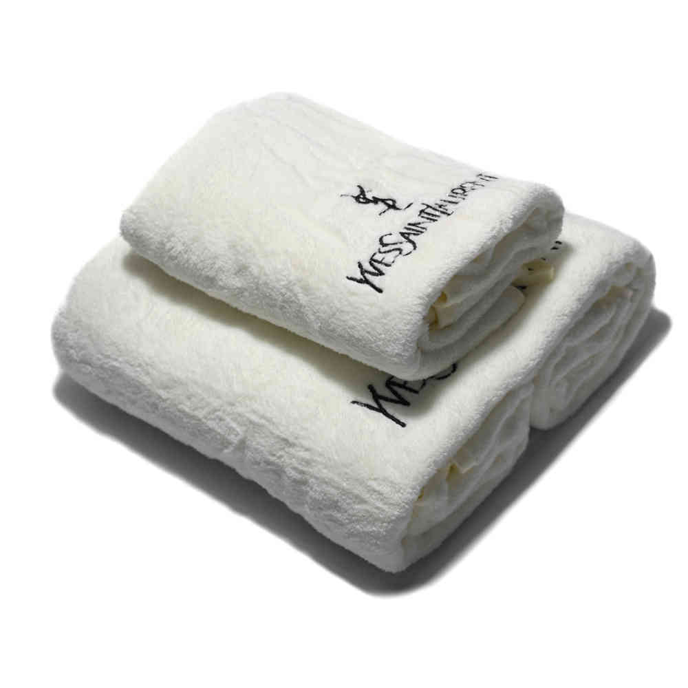 Off White YSL Embroidery logo Blue Premium Towels - Set of 2