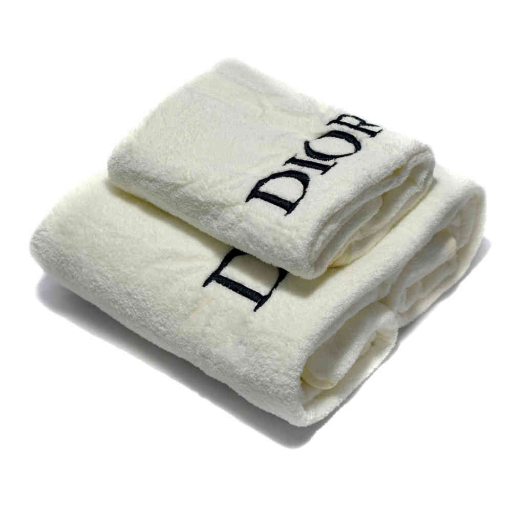 Off White Dior Embroidered logo Blue Premium Towels - Set of 2