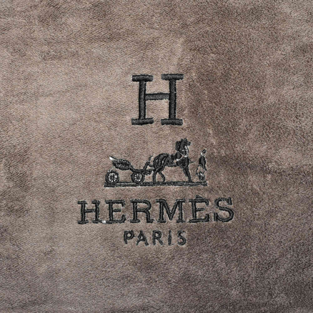 Hermes Paris Embroidery logo Dark Brown Towels - Set of 2-1