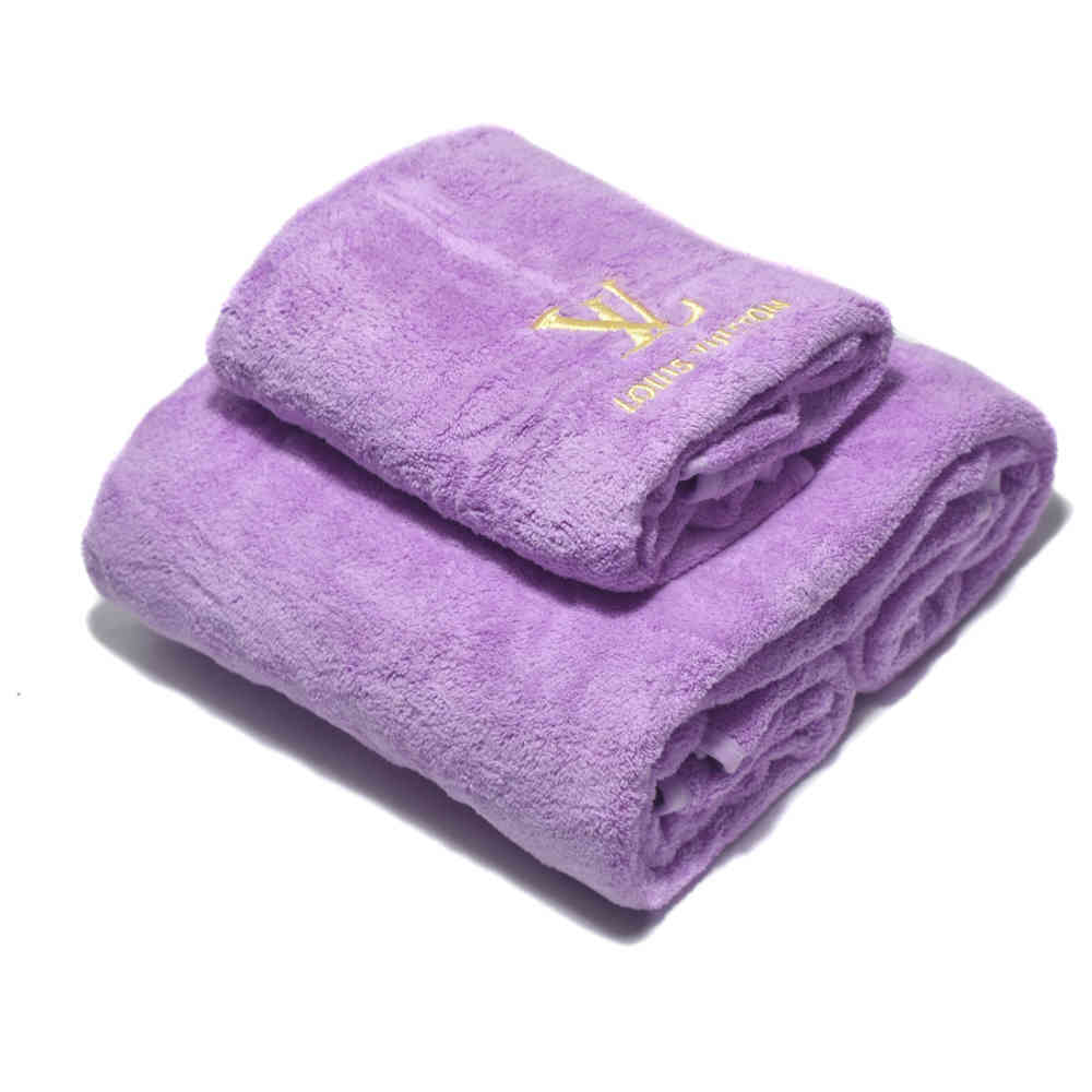 Purple Louis Vuitton Embroidered logo Peach Towels - Set of 2