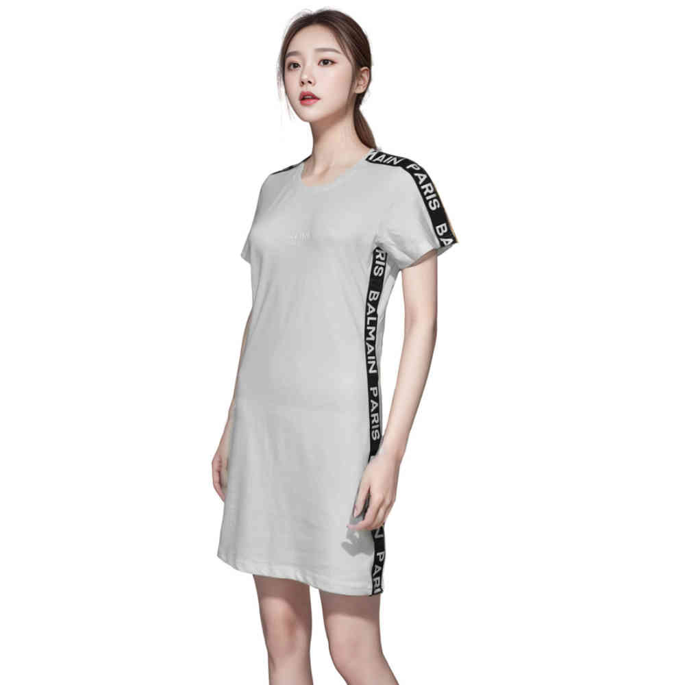 White Balmain Paris Black Premium Cotton Dress