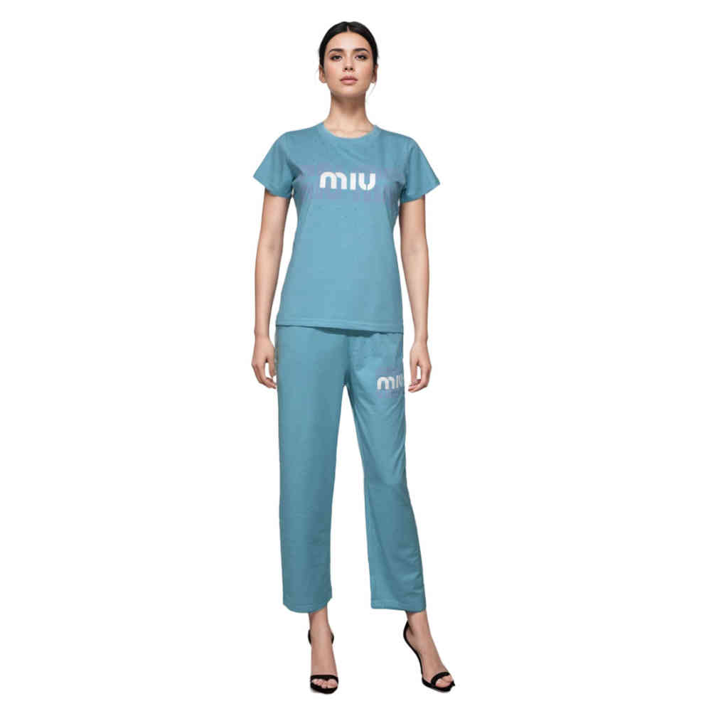 Miu Miu Sky Blue Premium Cotton Co-ord Set-1