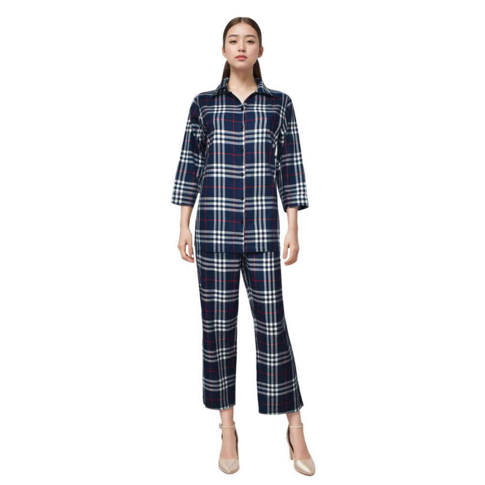 Burberry Blue Check Premium Cotton Co-ord Set-1