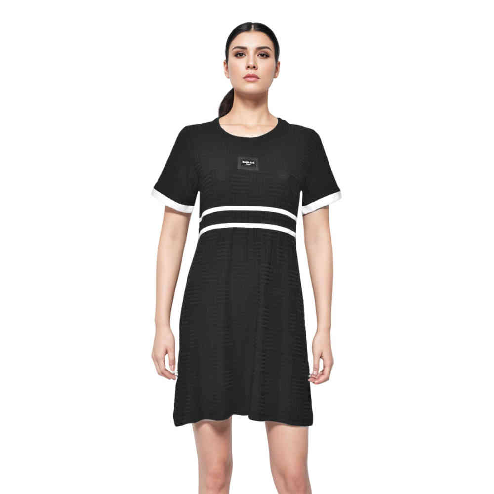 Black Balmain White Premium Cotton Dress