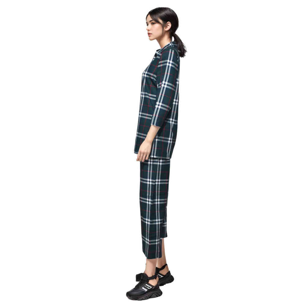 Burberry Green Check Premium Cotton Co-ord Set-thumb-3
