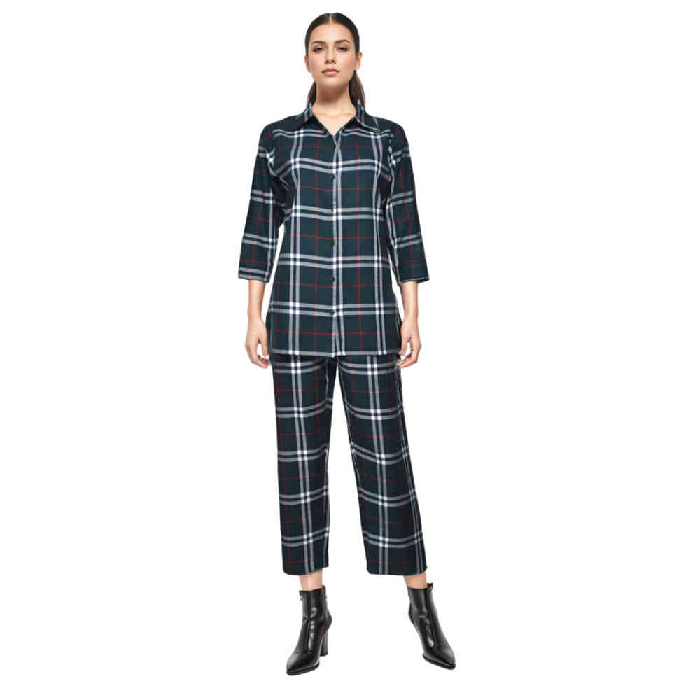 Burberry Green Check Premium Cotton Co-ord Set-thumb-1