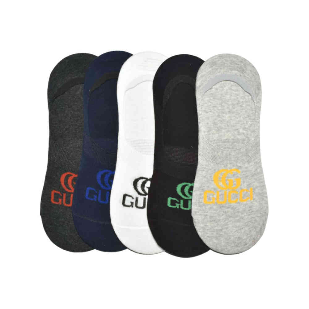 logo Printed Premium No Show Socks - Pack of 5 Gucci No Show Premium Quality Socks