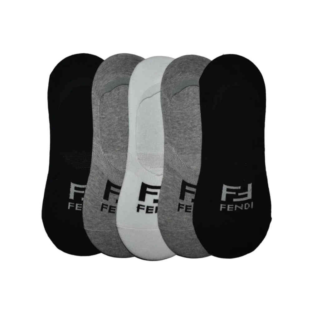 Embroidery logo No Show Premium Socks - Pack of 5 Fendi Premium Quality Low Cut Socks - Pack of 5