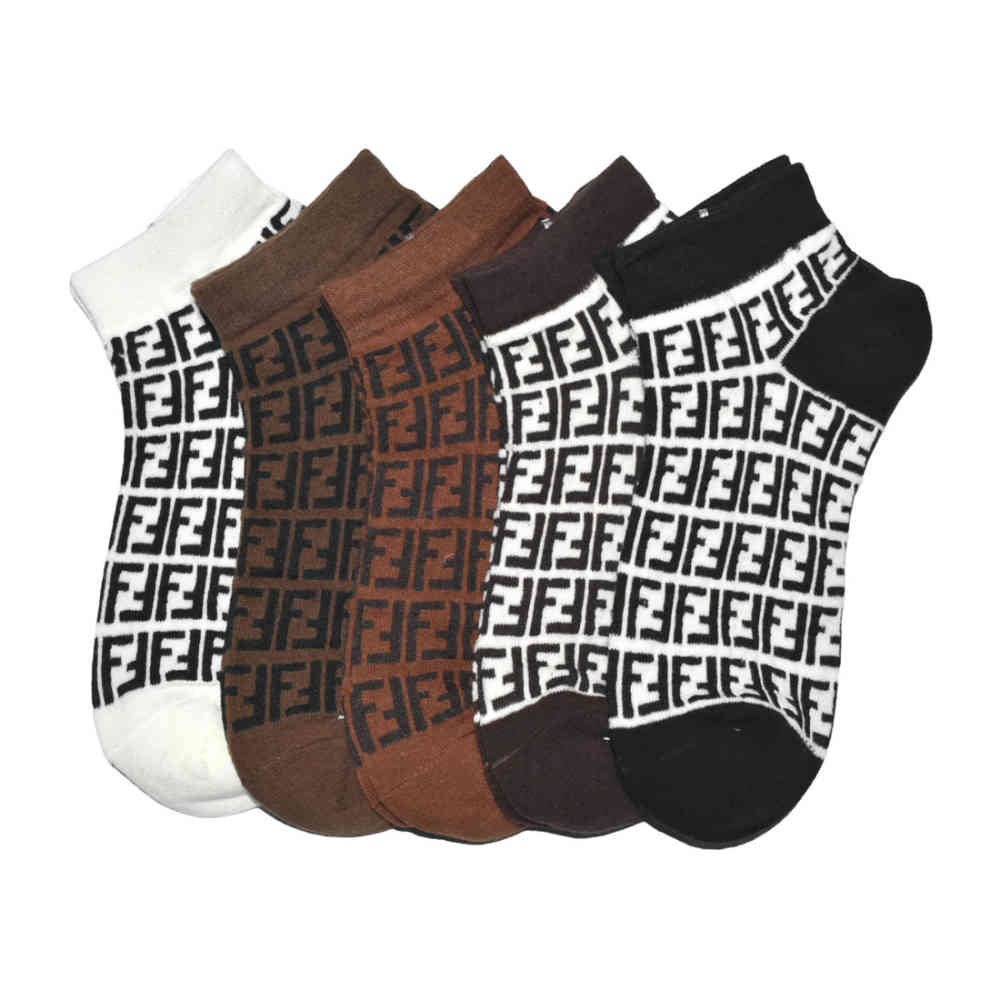 Fendi logo Print Premium Cotton Low Anklet Socks-1